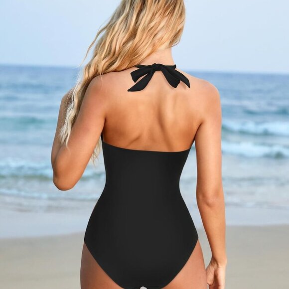 Women Sexy Tummy Control One Piece Swimsuits - Black, Large - Picture 5 of 9